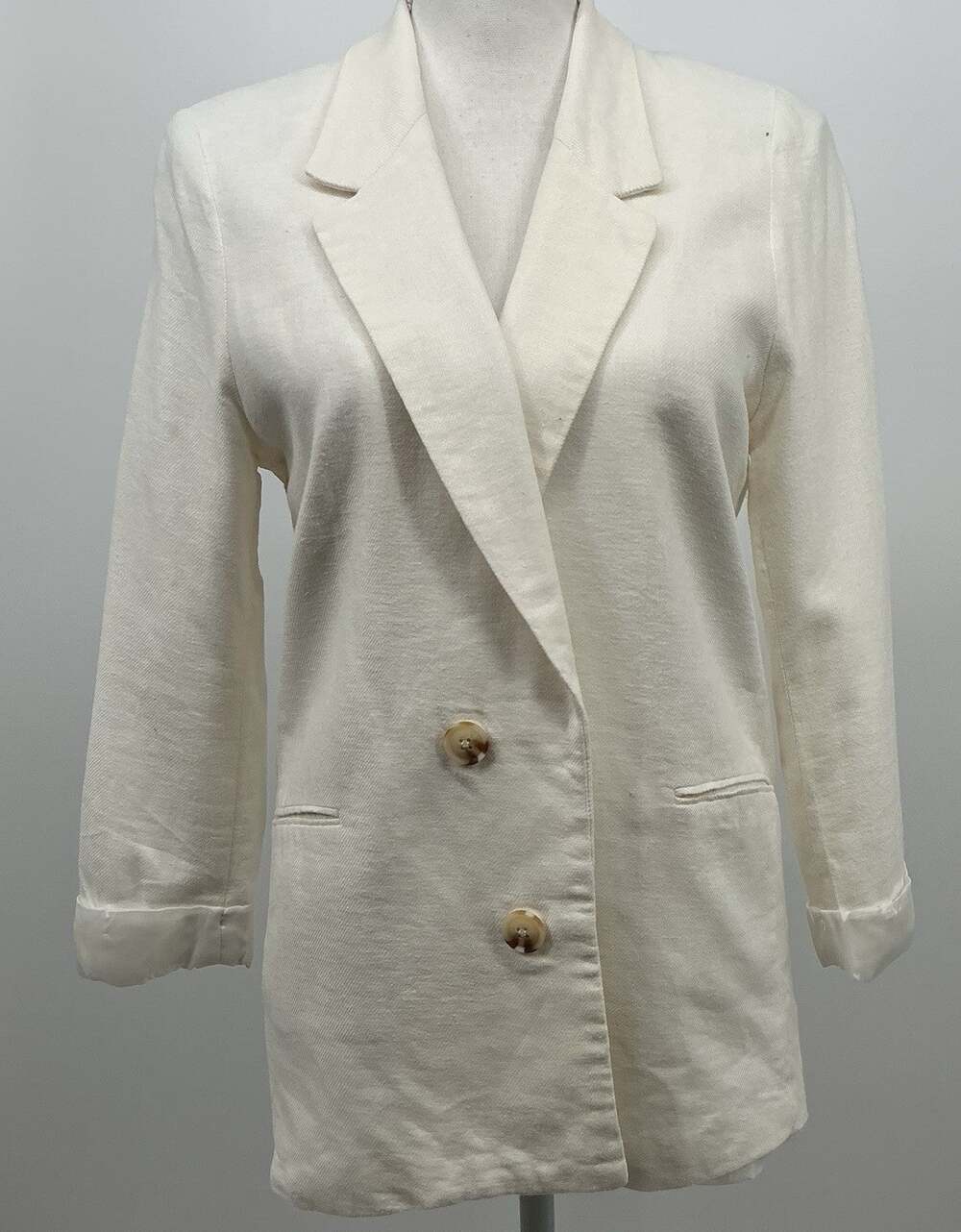 Jules & Leopold Women’s M Ivory Blazer Jacket 3/4 Sleeve Career Workwear